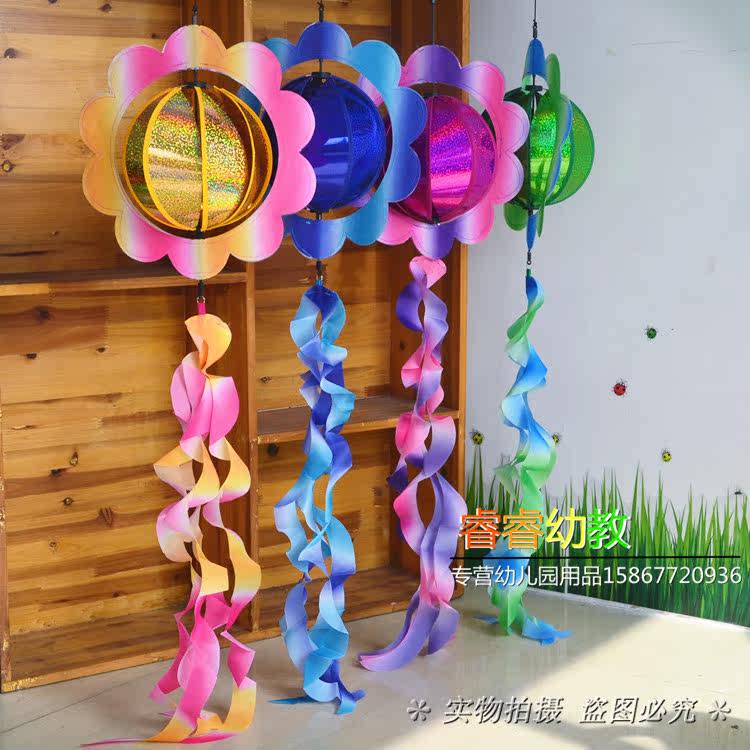 Kindergarten classroom decoration Corridor decoration Christmas charm Rotating colorful pearlescent ball-shaped wind turn hanging ornament
