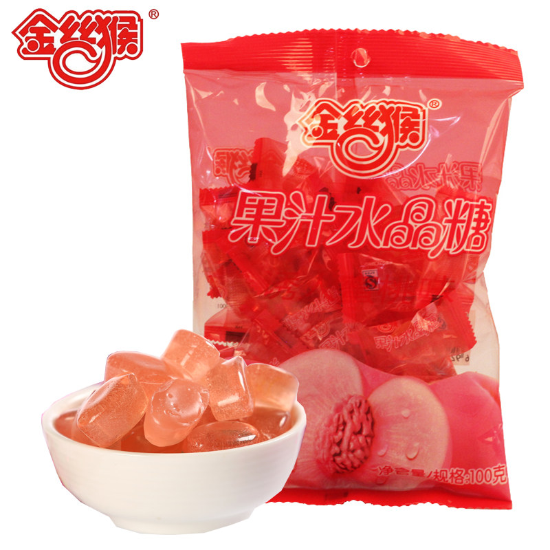 【天猫超市】金丝猴 果汁水晶糖(诱人蜜桃味)100g 休闲旅游必备