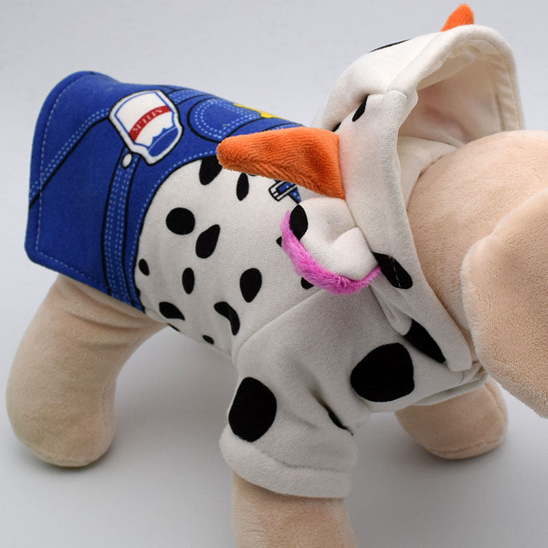 Dog clothes cute printed denim strap cow transformation outfit bichon pet clothes Teddy autumn and winter cotton coat