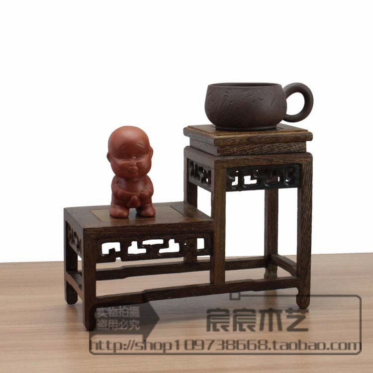 High and low two bou ancient shelf teapot vases ancient playing with small swinging pieces base * engraved bogu shelf