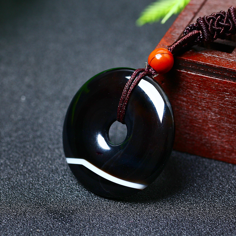 Natural red bamboo stone Shadow stone Orange stone Stele Amulet Peace buckle Pendant necklace