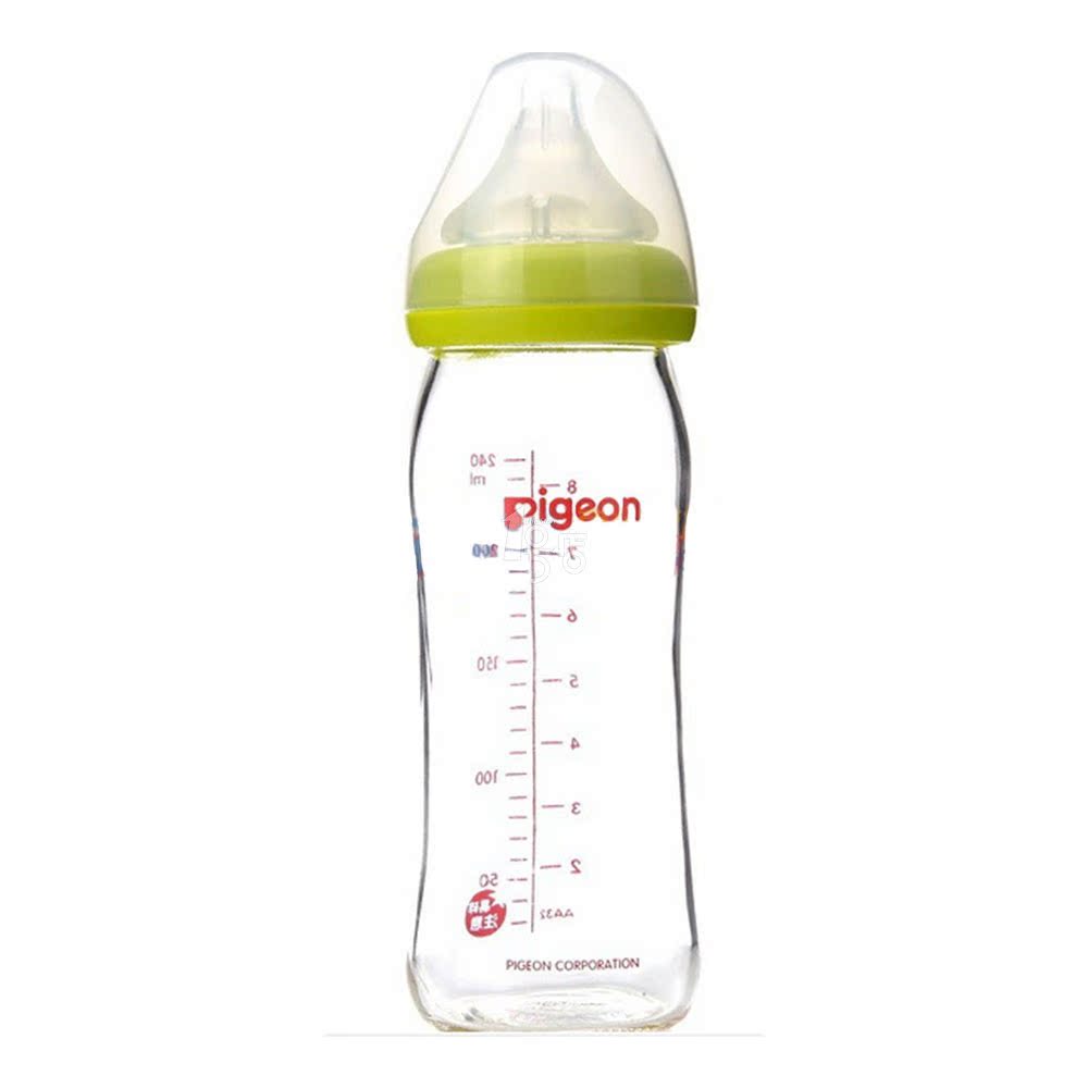 Pigeon/贝亲 宽口径玻璃奶瓶240ml（绿色）AA70