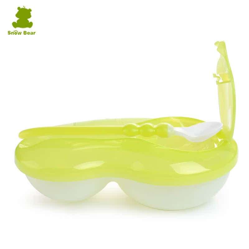 小白熊 宝宝辅食研磨器工具 便携分隔碗勺组 儿童餐具套装 09063