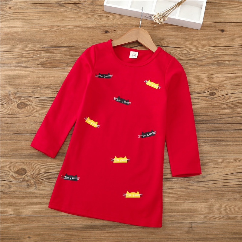 2018 New Girl Foreign Dress 2 Printed Fashion T-shirt 3 Spring Autumn 5 Kitty 7 Year Old Kid Clothes Boy Clothing Wave Dress