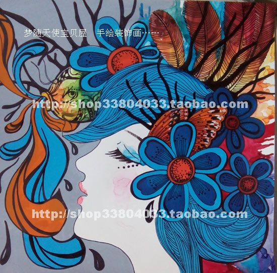 Buyer customizes pure hand-painted figure decoration painting white cardboard decoration painting