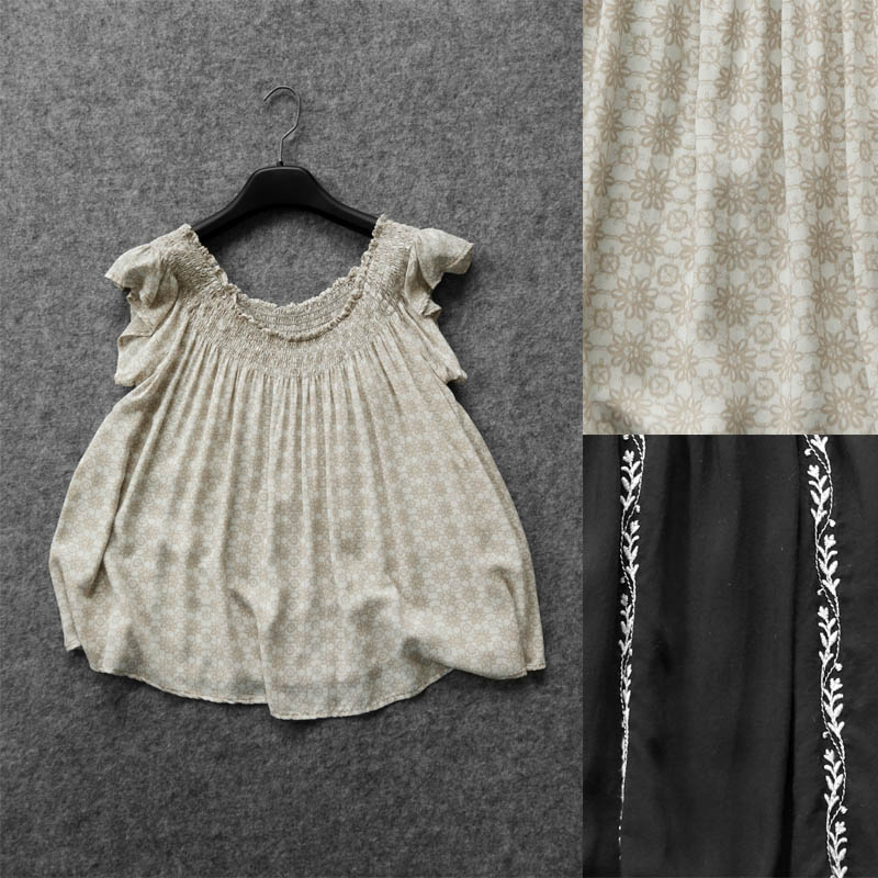 S065A 0712 Small fresh elastic word collar loose small A-type short-sleeved pullover shirt