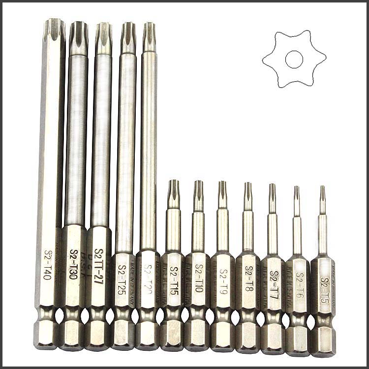 Magnetic plum blossom hollow batch head electric wind batch screwdriver starter set S2 steel strong magnetic star electric drill nozzle