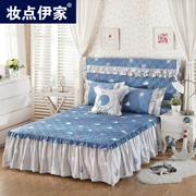 Cotton phiên bản Hàn Quốc của bộ chăn ga gối đệm dày trải giường đơn cotton cộng với ga trải giường bằng vải trải giường 1,5 / 1,8m