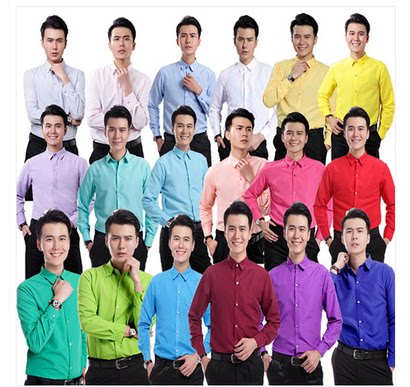 Photo studio photo men's color shirt long-sleeved host emcee dress bar group chorus stage performance shirt