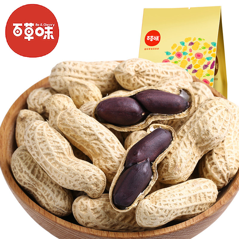 【天猫超市】百草味 零食炒货 原味熟黑皮花生150g  带壳烘炒制