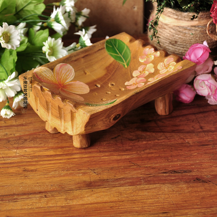 Thai teak craftsmanship gift hem Solid Wood Soap soap boxes Southeast Asia Creative fashion SPA Makeup Room Supplies