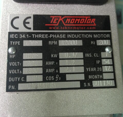 封边机齐头电机前后切马达TEKNOMOTOR C15 0.37KW 木工机械配件