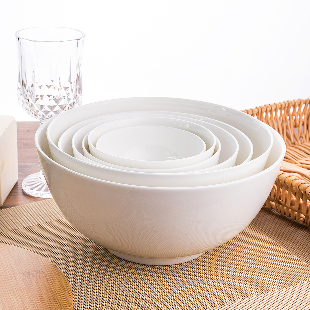 Ipads bowls of rice bowl bowl ceramic contracted household size from 4 to 9 inch bowl of pure white bowls rainbow such use