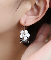 Crystal Earbuds Pure Silver Ear Ornaments Temperament Womens Ear Buttons Han Style Small Fresh Flowers Cherry Earrings Anti Allergy