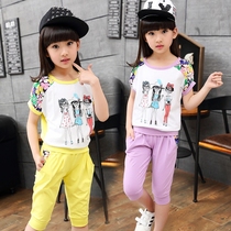 Kids Clothing 2022 New Summer Korean Style Girls Set Big Kids Short Sleeve Casual Cartoon Two-piece Set