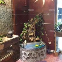 Courtyard antique stone carving fish tank old sink bonsai stone flower pot semi-circular fish tank special price