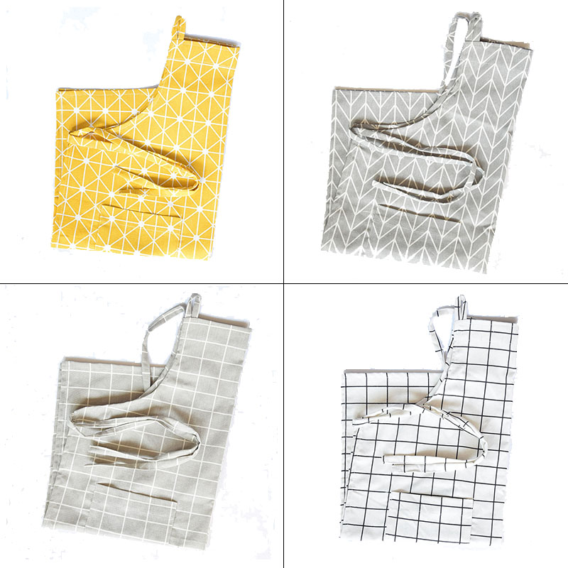 Nordic style cotton and linen fabric apron sleeves kitchen home oil-proof work clothes bakery skirt apron