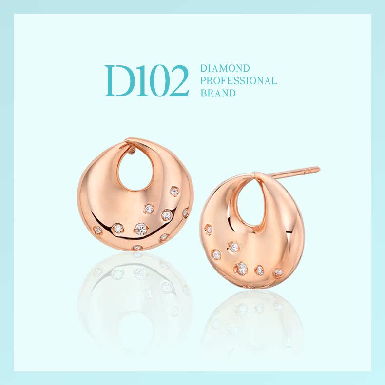 D102 全手工定制耳钉 Lune 18k粉红金 半月形耳钉