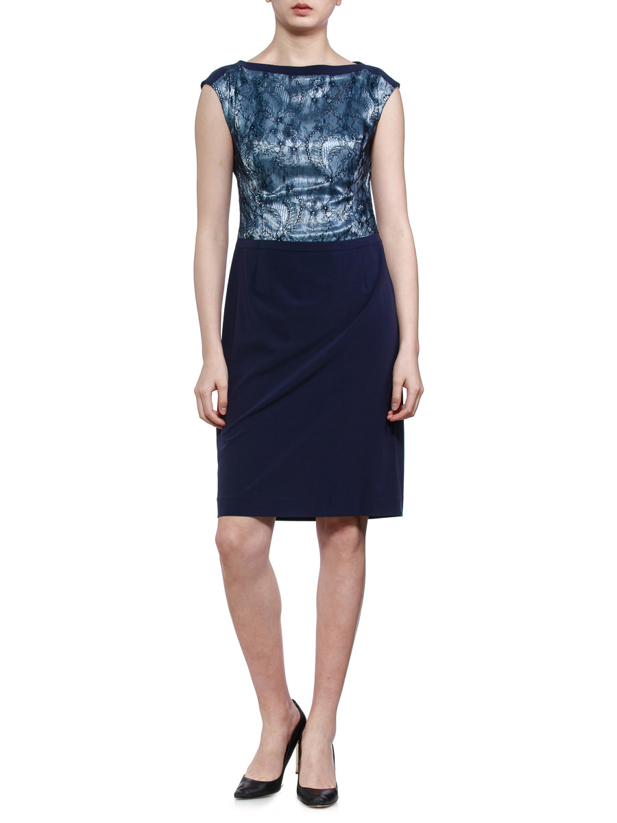 THEOPHILE 拼色覆纱雷瑟连衣裙