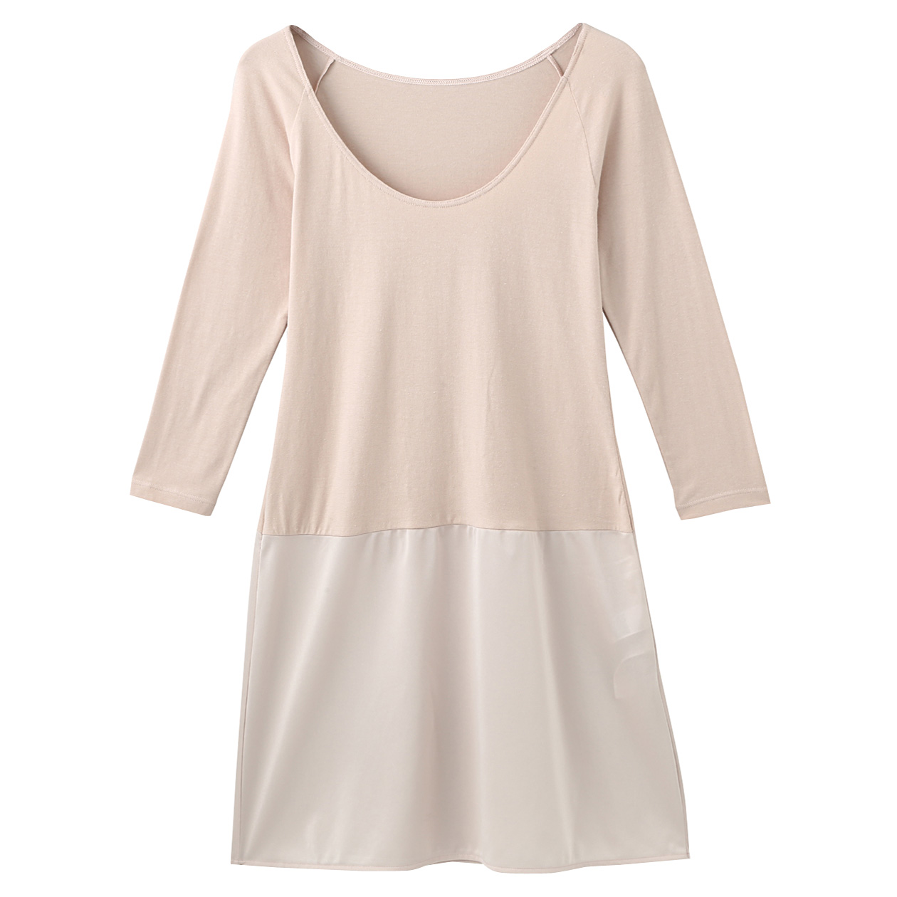 无印良品MUJI 女式 使用天然素材的_保暖八分袖内搭连衣裙