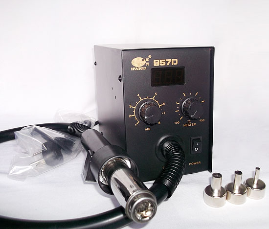 Huaguang 800W high power hot air desoldering station HUAKKO 957 957D temperature display twin turbo wind
