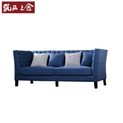 Nước Mỹ vải ba chỗ sofa phòng khách đơn giản màu xanh gỗ rắn đồ nội thất có thể được tùy chỉnh đôi sofa vải kết hợp - Đồ nội thất thiết kế