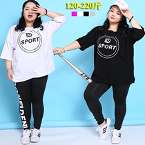 2023 New weight plus 200 kg sports suit female fat mm loose yoga suit fitness suit