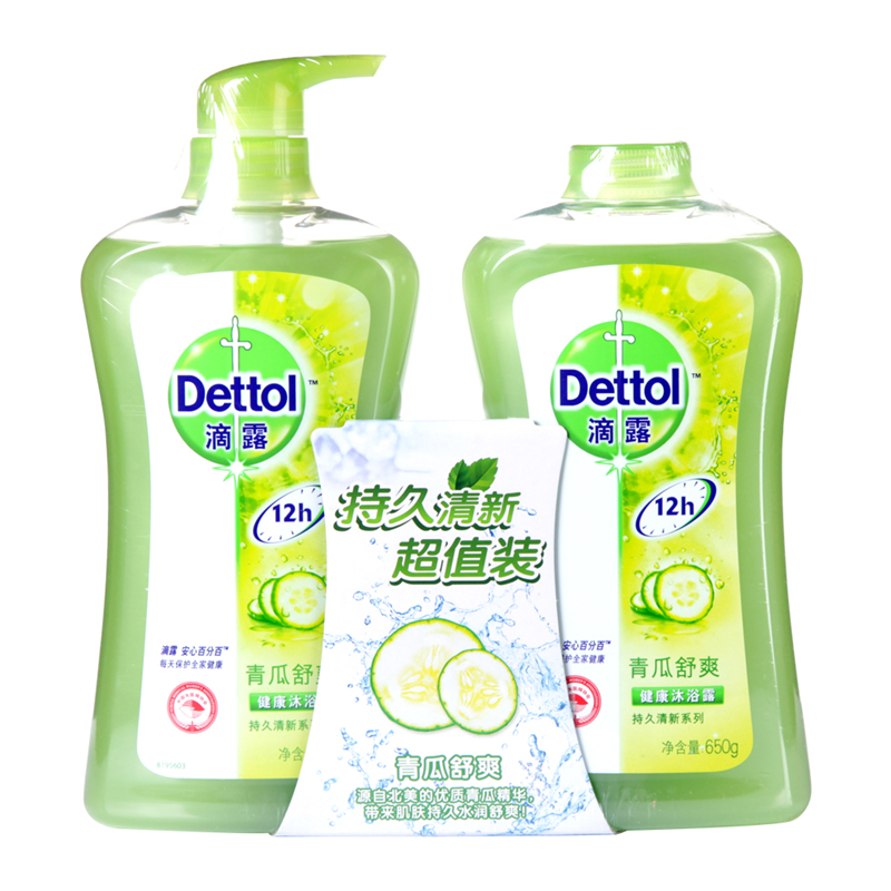 【天猫超市】滴露沐浴乳 青瓜舒爽健康沐浴露650g+650g优惠套装