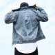 Tidimes Tide thương hiệu áo khoác denim lỗ nước rửa retro mặc áo khoác denim nam áo khoác denim - Áo khoác đôi áo thun unisex Áo khoác đôi