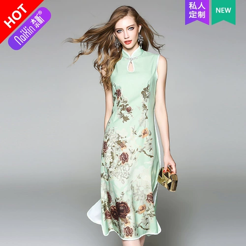 奈昕 Позвольте вам носить красивые и персонализированные индивидуальные настройки 33983 Ruyi с планкой средней длины с разрезом в летнем французском стиле