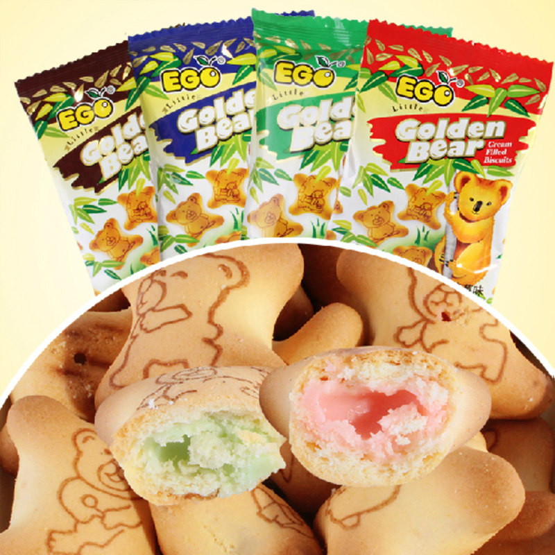 【天猫超市】进口零食品夹心饼干EGO金小熊灌心饼干10g-哈密瓜味
