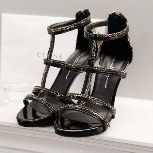 South Korea's light luxury sexy BAO WEN handmade custom Roman thin strap waterproof platform stiletto sandals