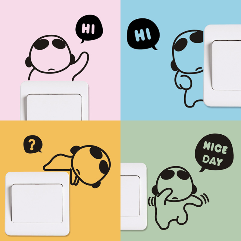 Worya Wall Sticker Wall Switch Socket Decoration Applique Plastic Modern Minima Creative Cute Korean Switch Sticker