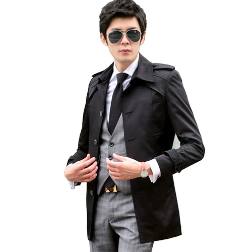 Осеннее длинное пальто, плащ в английском стиле, средней длины, в корейском стиле