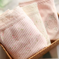 7 包邮 Nhật Bản cotton cao eo đồ lót hoa cao eo cotton Quần lót tam giác nữ có kích thước lớn mẹ có thể mặc set quần lót nam đẹp