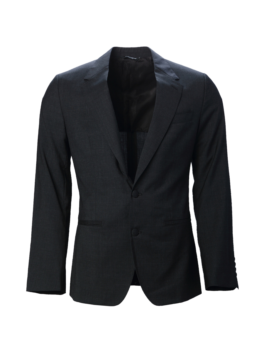 Dolce&Gabbana 灰黑色平驳领两粒扣饰修身西装外套