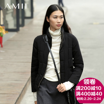 AMII及简旗舰店女装2015冬装新款女款文艺范短款羽绒服外套yrf