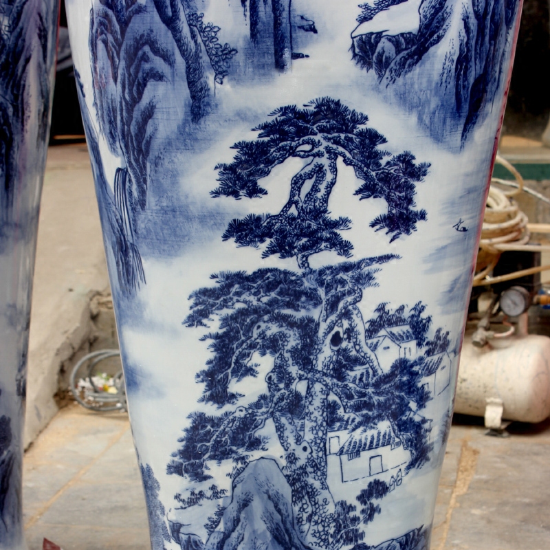 Blue and white porcelain of jingdezhen ceramics yunshan xiufeng sitting room of large vase household study flower arranging office furnishing articles