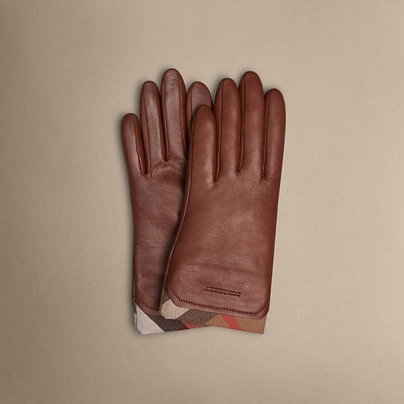 Burberry博柏利  女士格纹装饰皮革手套 39526791
