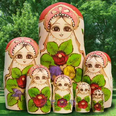 Yakrous hand painted business gift birthday gift basswood brand Russian set doll 7 layers 0708