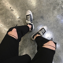 Attitude Joker thin Korean version of slim body one-character black hole jeans ins Net Red nine-point leggings men