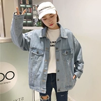 Mùa thu nữ phiên bản Hàn Quốc của áo khoác denim công cụ hoang dã lỏng lẻo retro để làm áo sơ mi cổ điển cho học sinh áo bò nữ