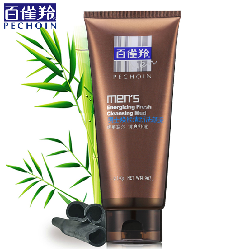 PECHOIN/百雀羚男士洗面奶焕能清新洗颜泥140g控油祛痘补水洁面乳