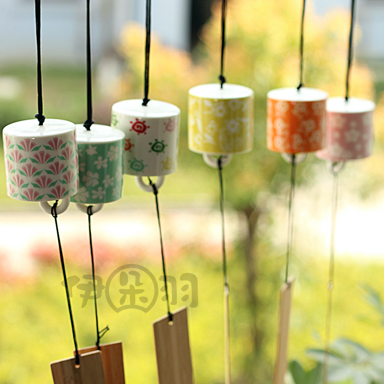 Multi-color models can be selected Japanese style Edo decoration Hanging door decoration Home decoration Flat-top ceramic wind chimes
