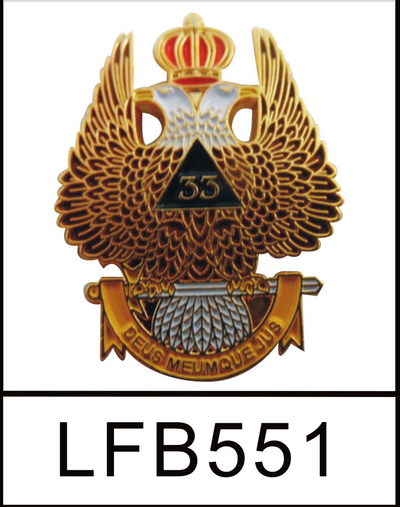 Co-economy 33 ° double-headed eagle FreeMason free stone artisan compass ruler small insignia