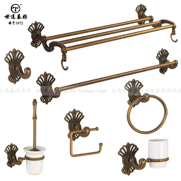 Taiwan's Selian Thai Excellent Pure Copper Forging Brief Eu Style Fur Towel Rack Bath Towels Bathroom Hardware Pendant LU958