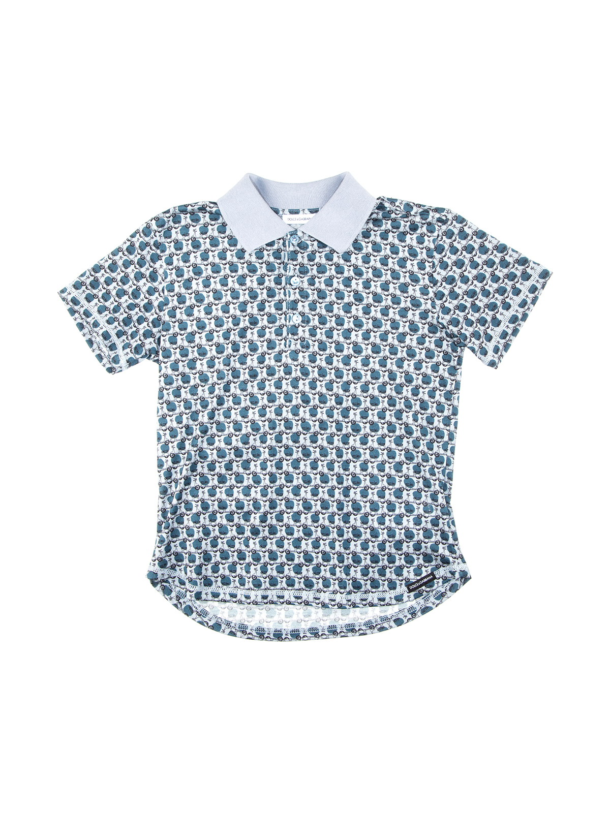 Dolce&Gabbana 蓝色摩托图案全棉POLO衫