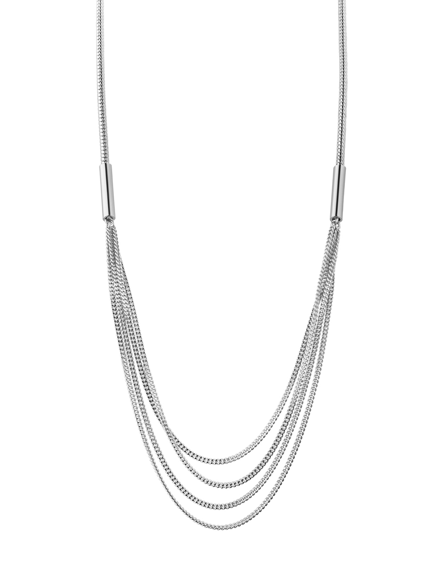 DYRBERG/KERN 银色金属系列流苏形项链