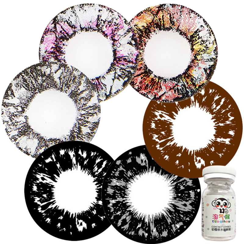 淘气猴超混血显色美瞳大直径璎珞黑色自然隐形近视眼镜年抛1片TQH