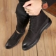 Giày cao cổ nam hàn quốc Giày cao cổ nam retro ủng thủy triều nhọn giày boot nam da bò Giày ống
